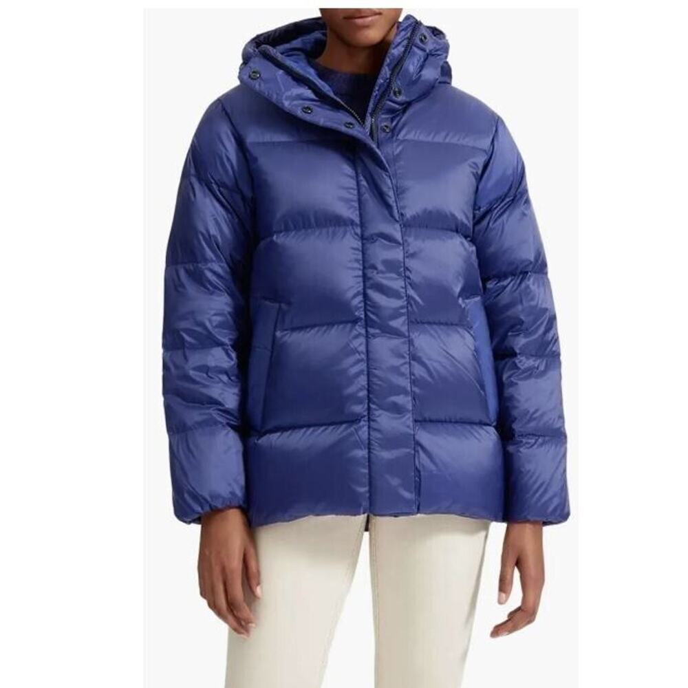 Everlane Re:Down Puffy Puff Water Resistant Hooded Jacket SM in Cobalt Blue $168